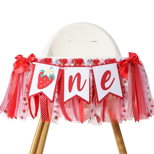 Strawberry One High Chair Banner First Birthday Decorations Sweet One High Chair Decorations Berry 1st Birthday Photo Prop