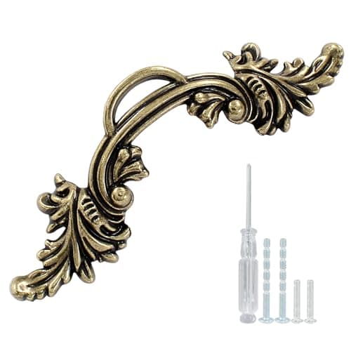 Biaungdo 6 Pcs Vintage Cabinet Pulls Handles, Shabby Chic Drawer Handles European Style Dresser Pulls Vintage Antique Furniture Handles for Dresser Drawer(2-1/2 Inch Hole Center, Antique Bronze)