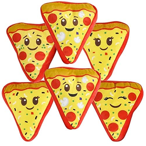 ArtCreativity Mini Plush Pizza Toys for Kids Set of 6 Soft and Cuddly Soft Stuffed Toys in Assorted Designs Plush Party Favors for Kids Cute Pizza Party Decorations 45 Inch