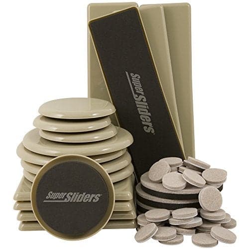 Super Sliders Assorted Reusable Furniture Sliders & Self-Stick Pads for Effortless Moving and Surface Protection, Beige (52), Linen