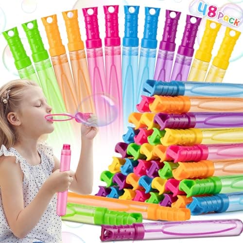 48 Pack Big Bubble Wands Bulk in 6 ColorsIdeal for Easter Summer Halloween Valentine Classroom Prizes