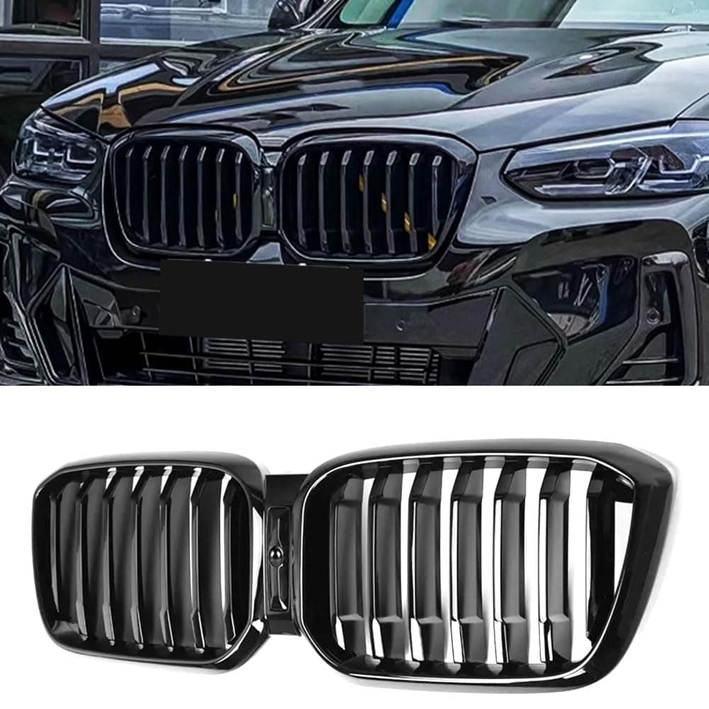 MAXDOM Replacement Front Upper Grill Fit for BMW 20222024 X3 G01 X4 G02 LCI Gloss Black Single Slat ABS Grille