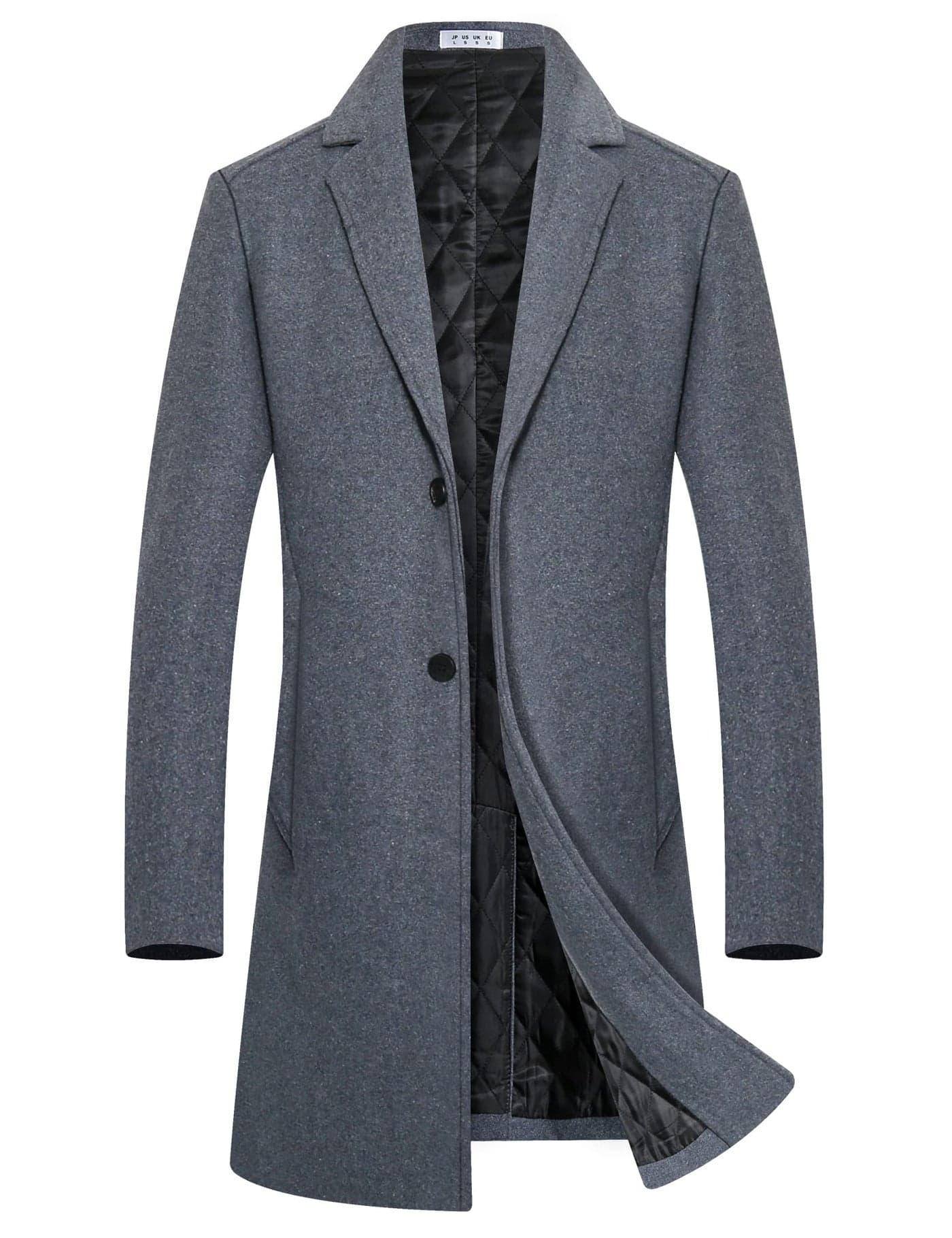 BOJIN Mens Trench Coat Wool Blend Top Pea Coat Classic Stylish Business Overcoat 1967 Grey M