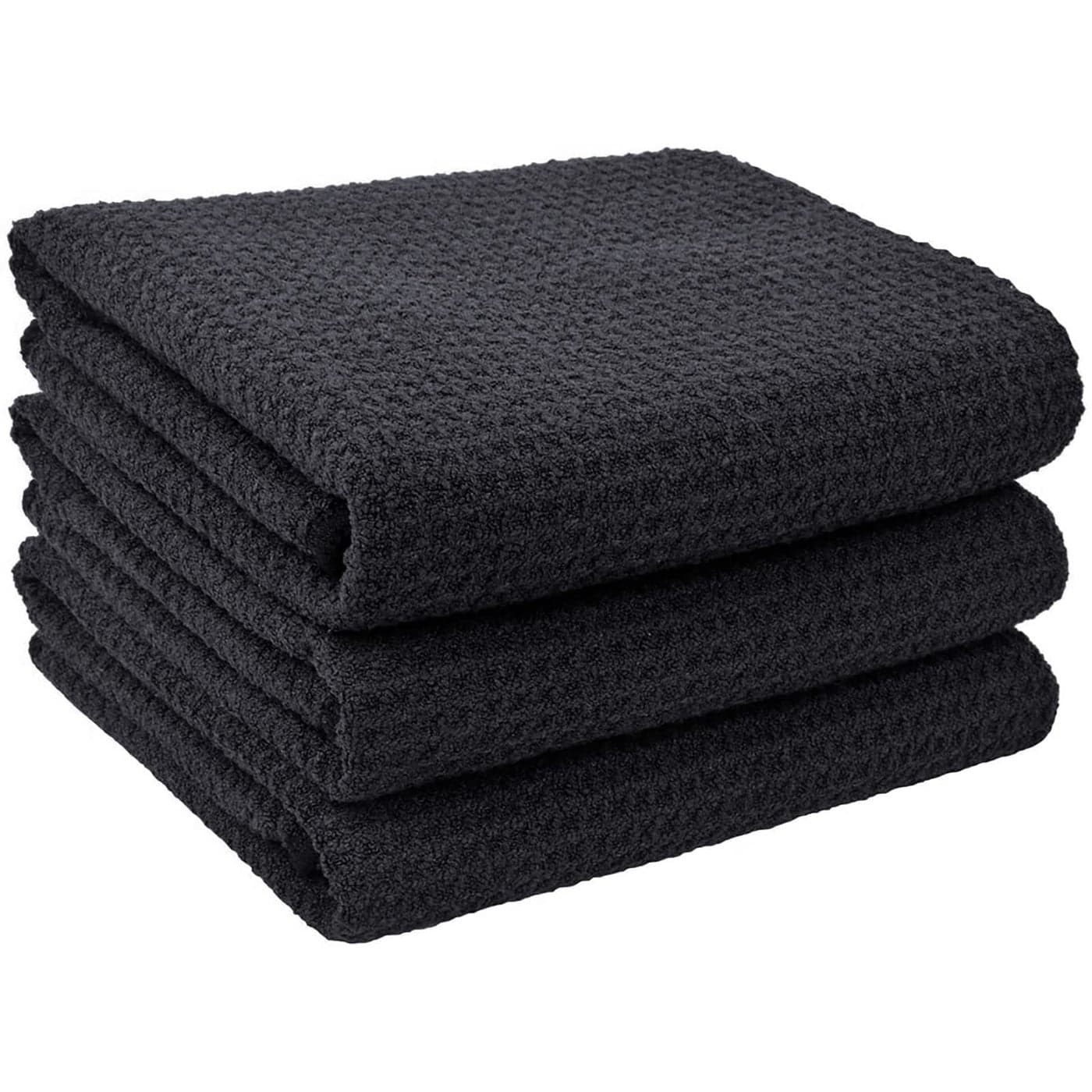 VIVOTEMicrofibre Tea Towels for Kitchen No Fluff Lint Residue Reusable Kitchen Dish Towels Super Water Absorbent Dry Cloths Dry Quickly Tea Clothes T Towels Black 40x60cm 380gsm