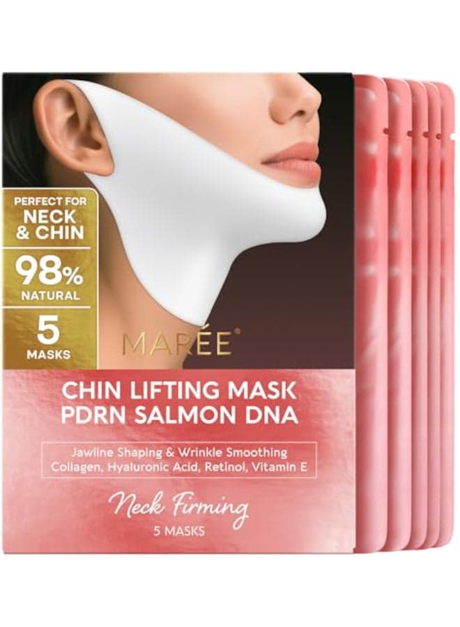 MAREE V Line Lifting Mask with PDRN Salmon DNA Deep Collagen Face Mask for Women Jawline Shaper Facial Masks with Retinol Tightening Firming Neck Lift Tape Double Chin Strap for Face Lift