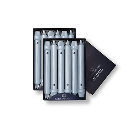 Colonial Candle Unscented Taper Candle, Classic Collection, Wedgewood, 8 in, Pack of 12 - Up to 6 Hours Burn
