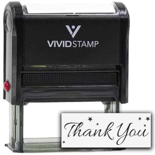 Thank You wStars Self Inking Rubber Stamp Black Ink Medium
