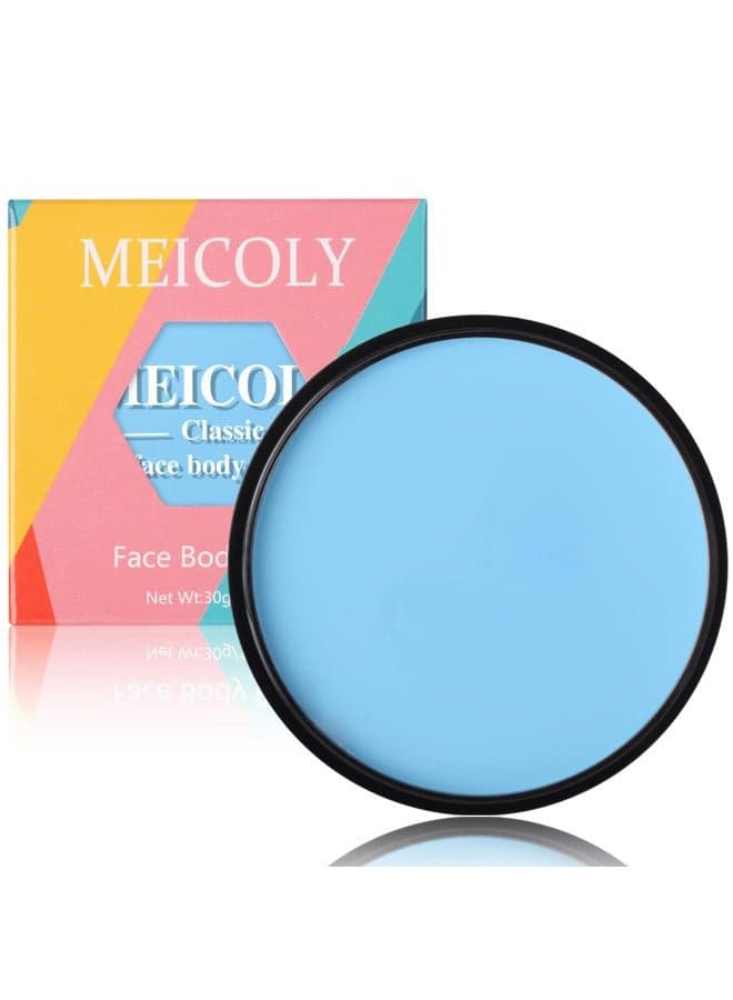 Light Blue Face Body Paint,1.05oz Water Based Washable Pale Baby Blue Face Paint Sadness,Face Painting for Sally Avatar Scary Corpse Bride Halloween SFX Cosplay Makeup
