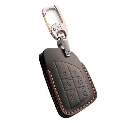 Hontumax Leather 6-Button Key Fob Cover Case for GMC Compatible with Hummer Yukon XL Sierra Acadia Canyon, for Chevy Tahoe Colorado Suburban Silverado, for Buick Envision 2022 2023 2022 2025 (Black)