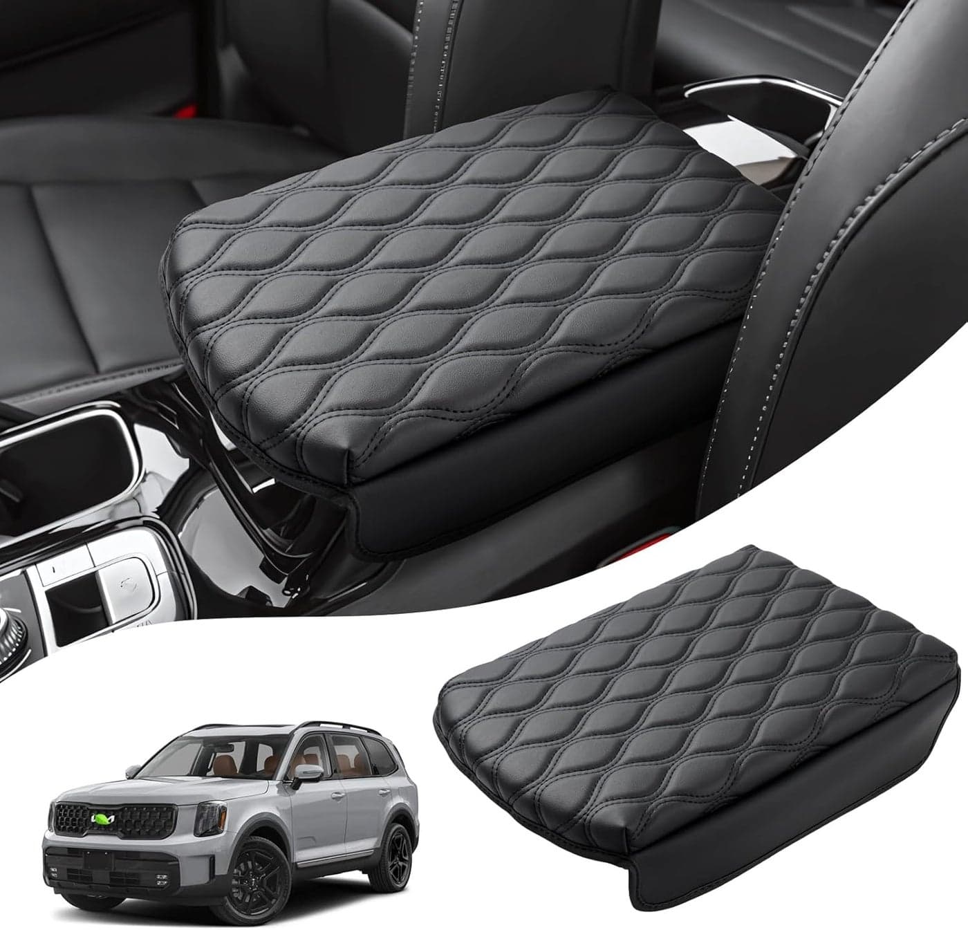 Autorder Center Console Cover for 2020-2026 Kia Telluride - Nappa Leather Armrest Cushion