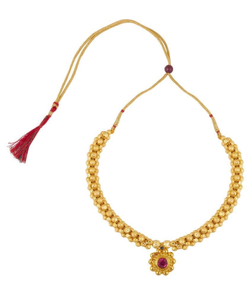 Heer Collection Wedding Maharashtrian Kolhapuri Thushi Necklace Saaj Thushi Mangalsutra Pendant Locket Necklace Set Jewellery Set-805-Thushi Necklace