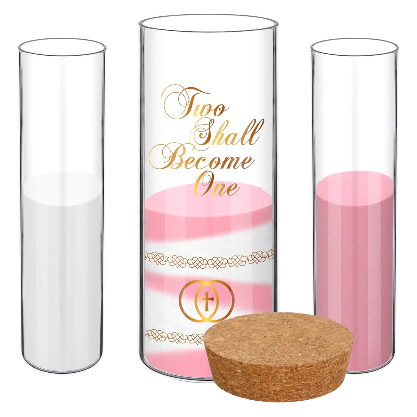 Irenare Unity Sand for Wedding Ceremony Set Include Vase Sand Cork Stopper for Weddings Engagement AnniversaryGray and PinkWedding