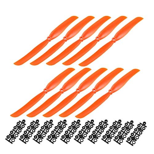 uxcell RC Propellers CW 9050 9x5 Inch 2-Vane Fixed-Wing for Airplane Toy, Nylon Orange 10pcs with Adapter Rings