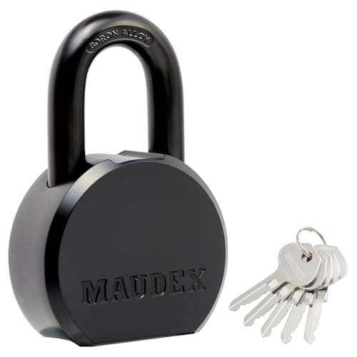 Maudex PML65 Professional Grade Padlock High Security with Boron Alloy Shackle AllWeather Protection 5 Brass Keys for Storage Units Gates Commercial Security