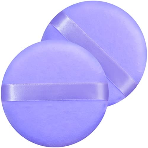 Jepeux 2 PCS large Powder puff 5 inch cotton super soft Powder puff washable loose powder puff baby powder body puff round Purple