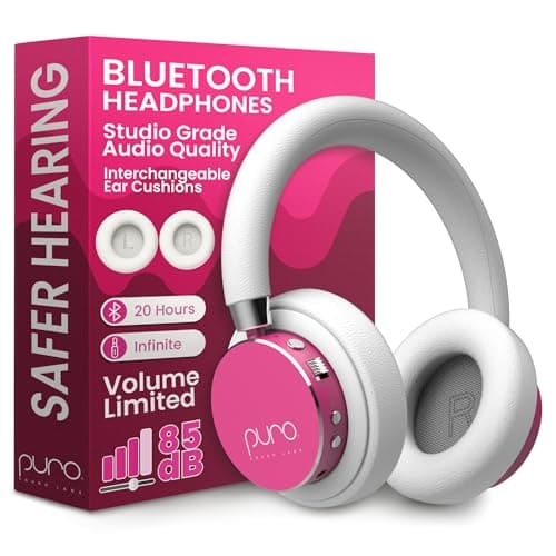 Puro Sound Labs Kids Wireless Headphones VolumeLimiting 85dB BuiltIn Mic StudioGrade Sound 20Hour Battery Life Comfortable Fit Easy to Connect Kids Bluetooth Headphones BT2200 Plus Pink