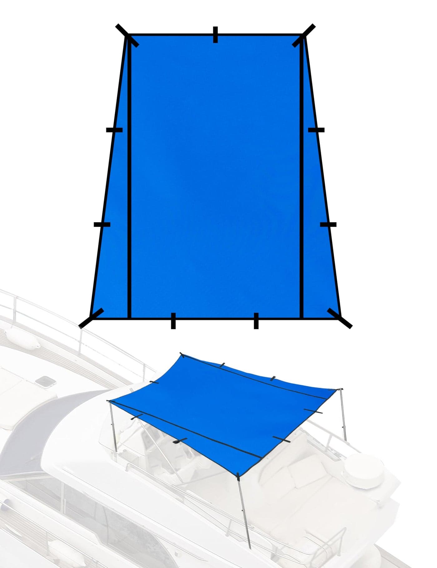 BLUEWING Sunshade for Fishing Boats Shade Canopy Waterproof Durable 1200D Polyester Sun Shade Foldable Umbrella for Protection 8 7 5ft