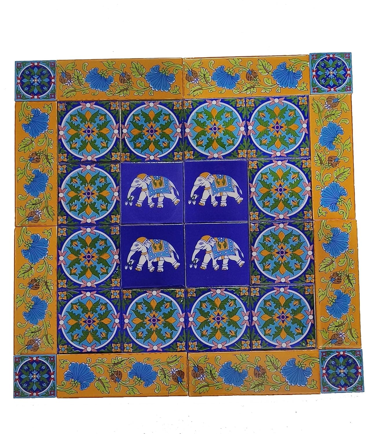 Shiv Kripa Blue Pottery Home Decor Wall Mural Mosaic Tiles Ceramic Handmade Wall Decorative Tiles Pack of 28 Tiles