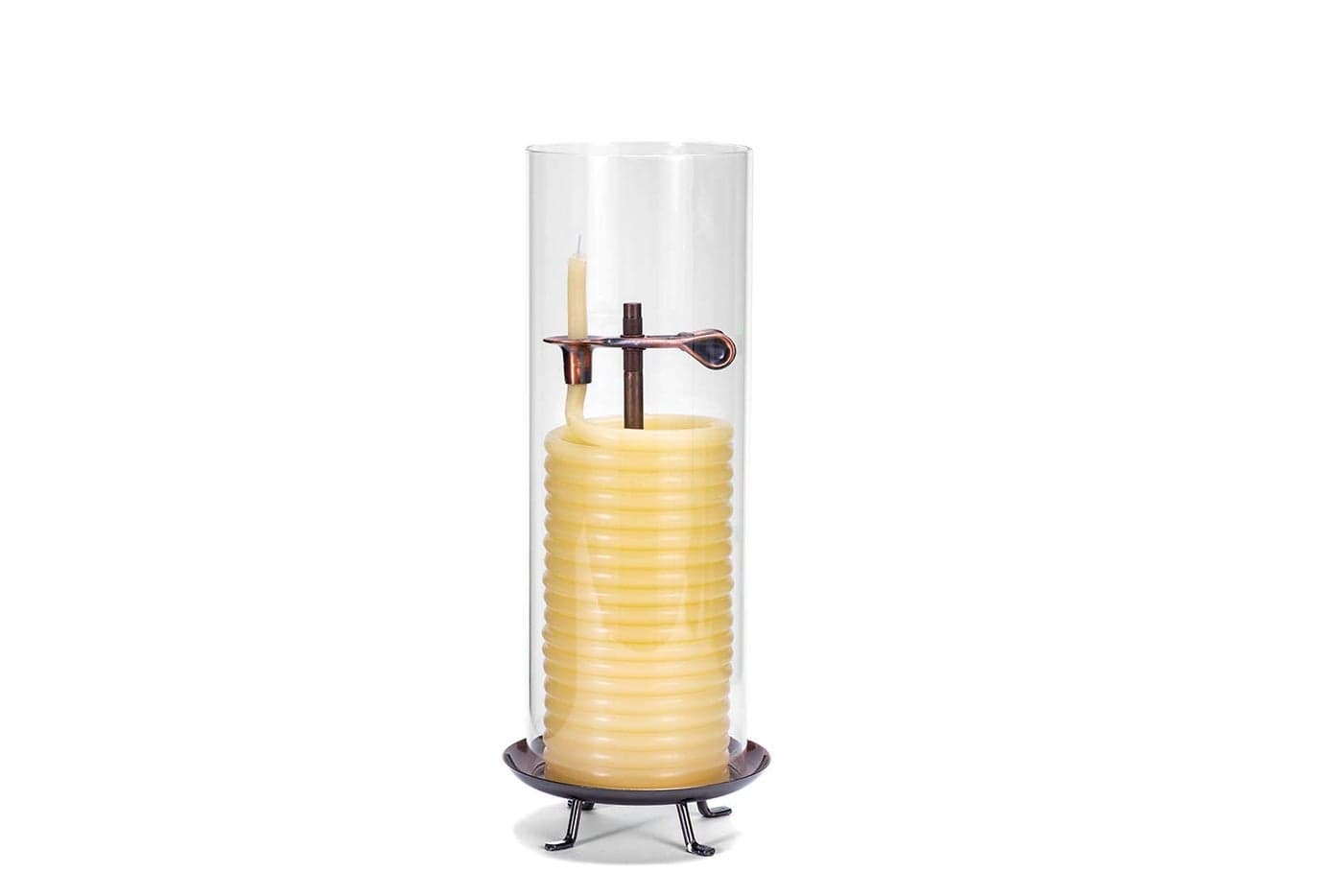 Candle by the Hour 80Hour Candle with Glass Cylinder Ecofriendly Natural Beeswax with Cotton Wick Yellow