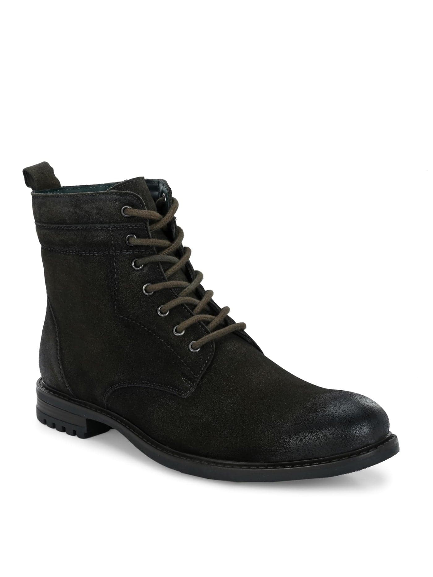 San Frissco Men's Boots High-Top Ankle Shoes for Hiking and Trekking | Round Toe Soft Insole Lace Up Shoes Anti Slip Resistant | Stylish & Trending with Cushioned Footbed - 8 (Olive) SM78751