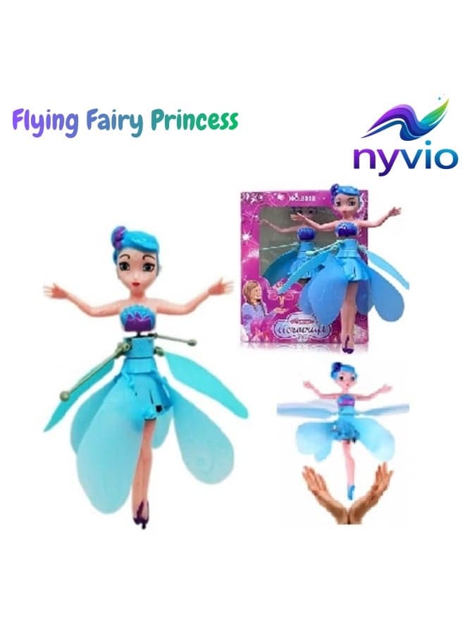 Flying Fairy Princess Doll with Infrared Hand Control, LED Light-Up Hovering Toy for Kids & Girls
