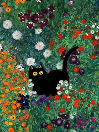 Adult Diamond Art Painting KitsBlack Cats and Flower Diamond Art Kits for Adults5D Diamond Painting KitsFull Round Diamond Arts Diamond Art KitsCraft Home Wall Art Deco12x16inches