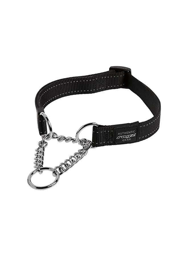 Reflective Nylon Choke Collar; Slip Show Obedience Training Gentle Choker for Extra Large Dogs, Black