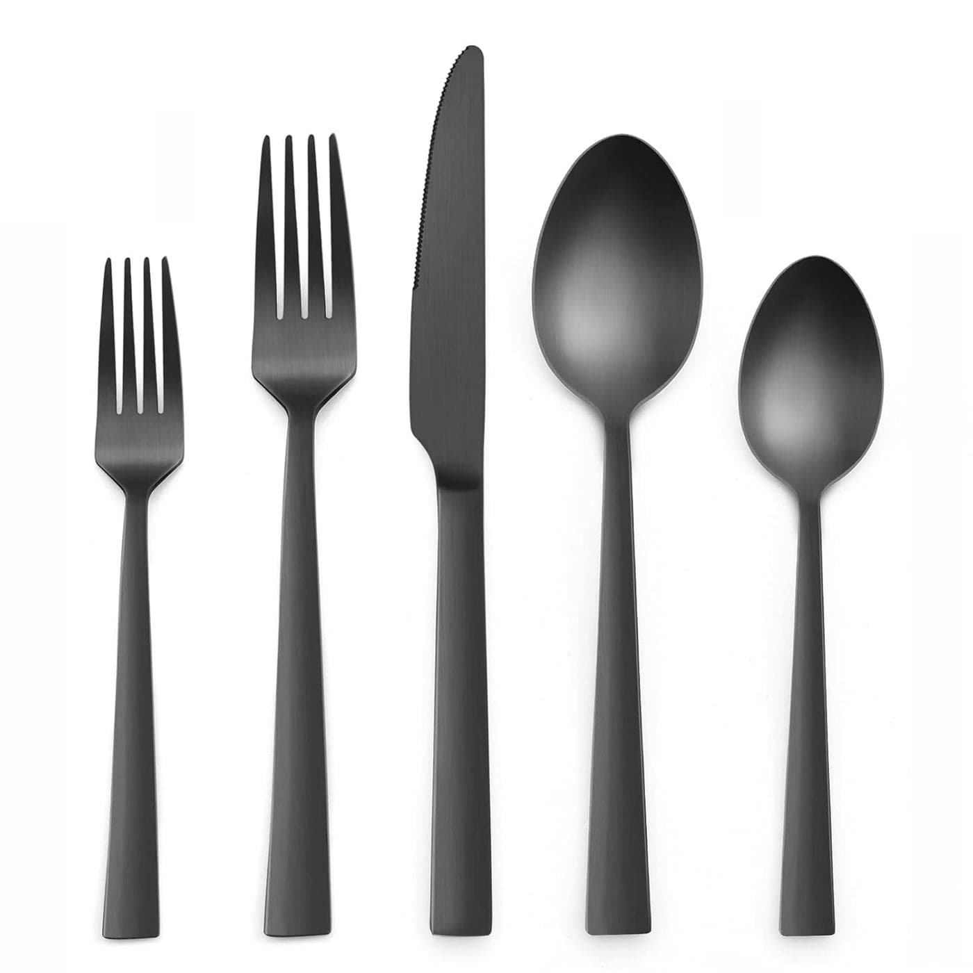 Black Silverware Set HaWare 40 Pieces Stainless Steel Square Flatware Cutlery Set for 8 Modern Tableware Eating Utensils for Kitchen Matte Finish Dishwasher Safe