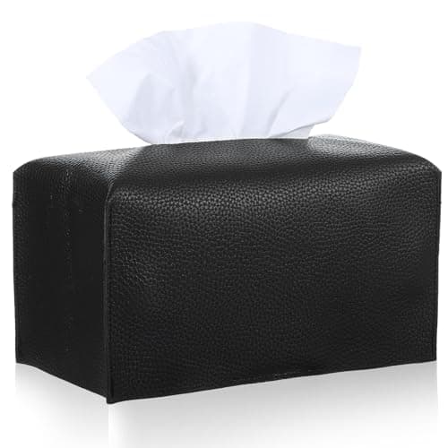 Lnngub Modern Rectangular PU Leather Black Tissue Box Cover