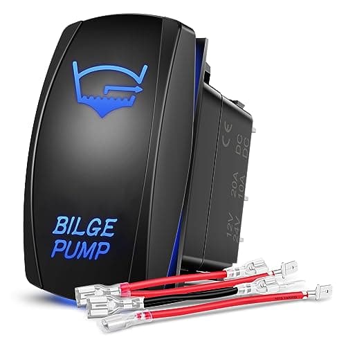 Nilight Bilge Pump Rocker Switch Led Light Bar 5 Pin Laser On Off SPST 20A/12V 10A/24V Blue for Marine Fishing Boat Yacht Caravan Vessel RV Camper