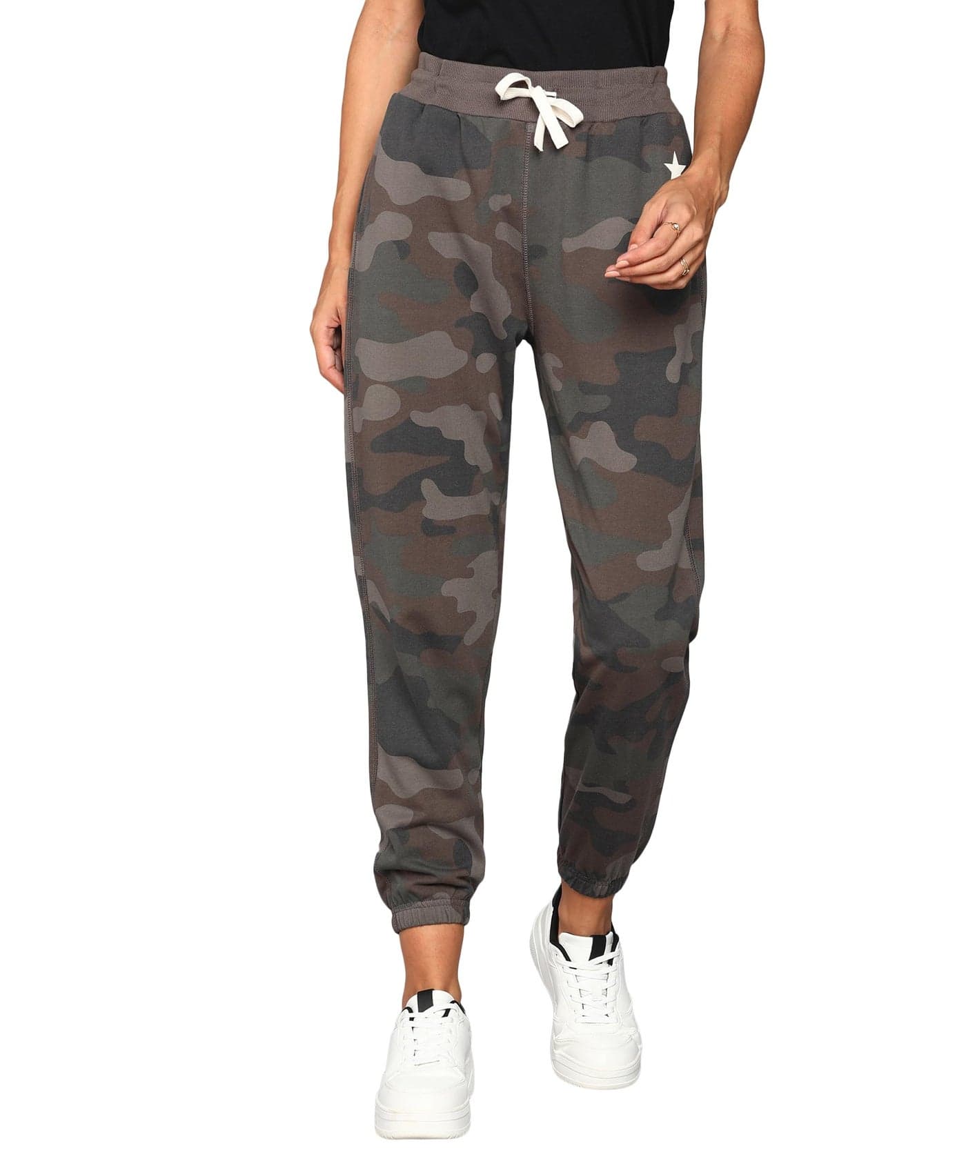 Alan Jones Clothing Women's Slim Fit Camouflage Mid Rise Joggers Trackpant (Dark Green_XL)