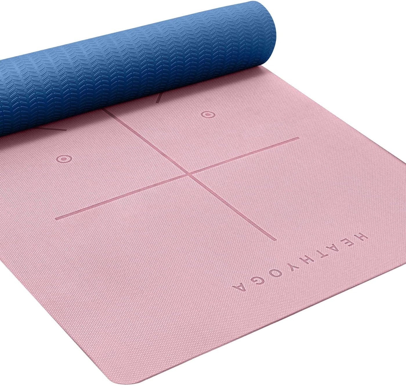 Heathyoga Eco Friendly Non Slip Yoga Mat Body Alignment System SGS Certified TPE Material Textured Non Slip Surface and Optimal Cushioning72x 26 Thickness 14 Pink