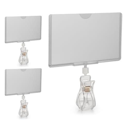 STORE FIXTURES DIRECT Rotating Clip On POP Swivel Sign Holding Clamp with Card Protector for Hangrails or Tubes - 3 Pack