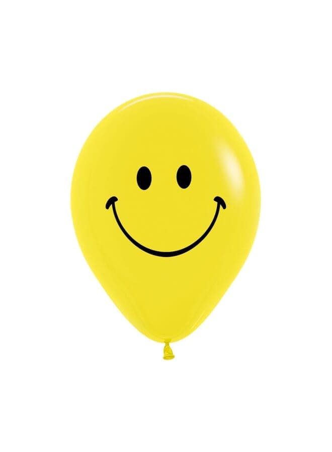 2 Piece 2 Sided Smiley Face Round Latex Balloons 12Inch