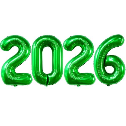 Giant Green 2026 Balloons 40 Large Number 2026 Balloons Helium Mylar Foil Balloons for 2026 New Year Graduation Party Decoration