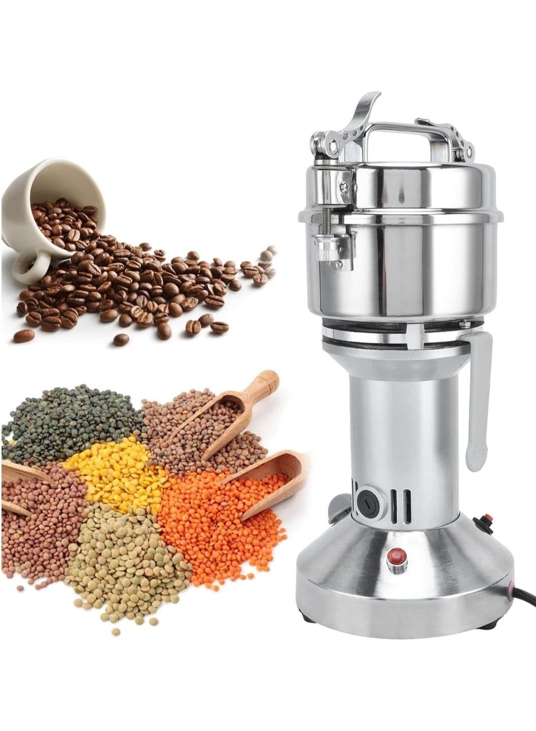 Silver Crest Kitchen Tools Powder Machine 350G Heavy Duty Electric Grinder Stainless Steel Body High Performance Grinding Machine for Spices Dry Herbs Coffee Beans Flour and Grain Processing