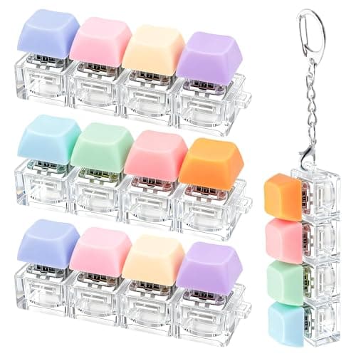 4 PCS Keyboard Fidget Toy Keyboard Fidget Keychain 4in1 Keyboard Decompression Button Finger Clicker Toys Button Stress Relief Fidget Gifts Purple Blue Pink Orange