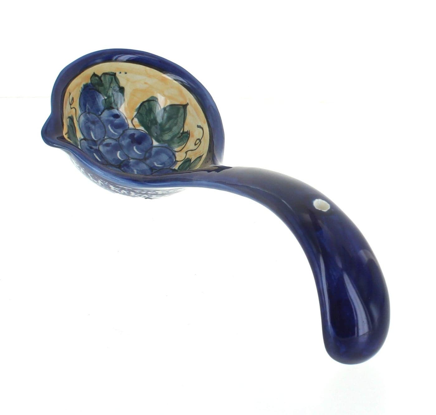 Blue Rose Polish Pottery Grapes Soup Ladle
