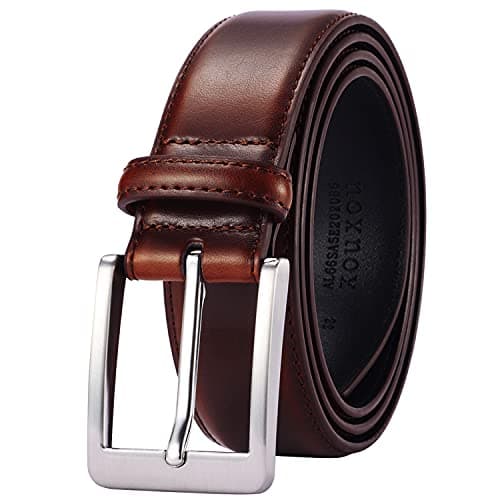 XOUXOU Men's Casual Leather Jeans Belts Classic Work Business Dress Belt with Prong Buckle for Men (Brown (S101), 38 (Waist 36))