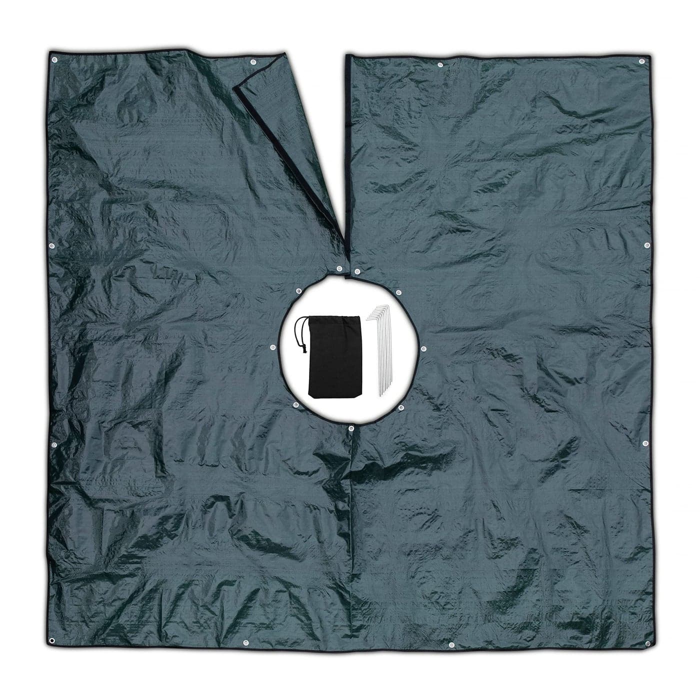 LydKin Landscape Tarp 8x8ft 22 Center Hole to Fasten Around Trees and Shrubs Complete with Garden Stakes