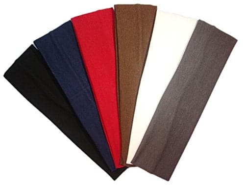 Cotton Headbands 6 Pack Stretch Elastic Yoga Soft and Stretchy Sports Fashion Headband for Teens Women Girls by Kenz Laurenz (6 pc 2" Cotton Headbands-Basics)