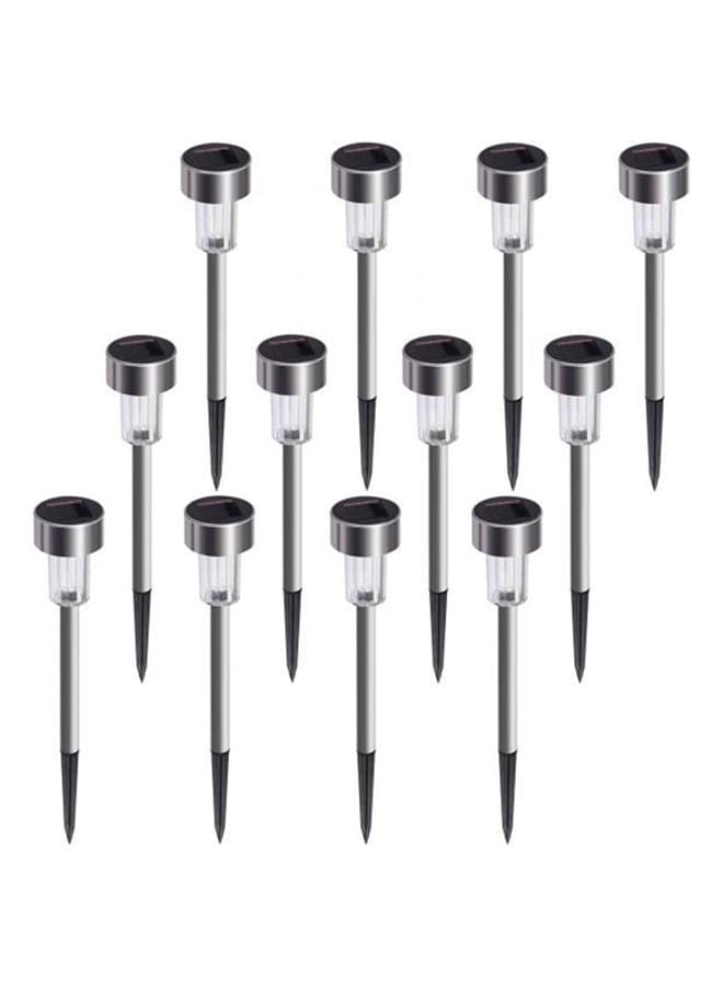 12 Pack Outdoor Solar Path Light Silver/Clear/Black 34.29 x 6.1 x 6.1cm