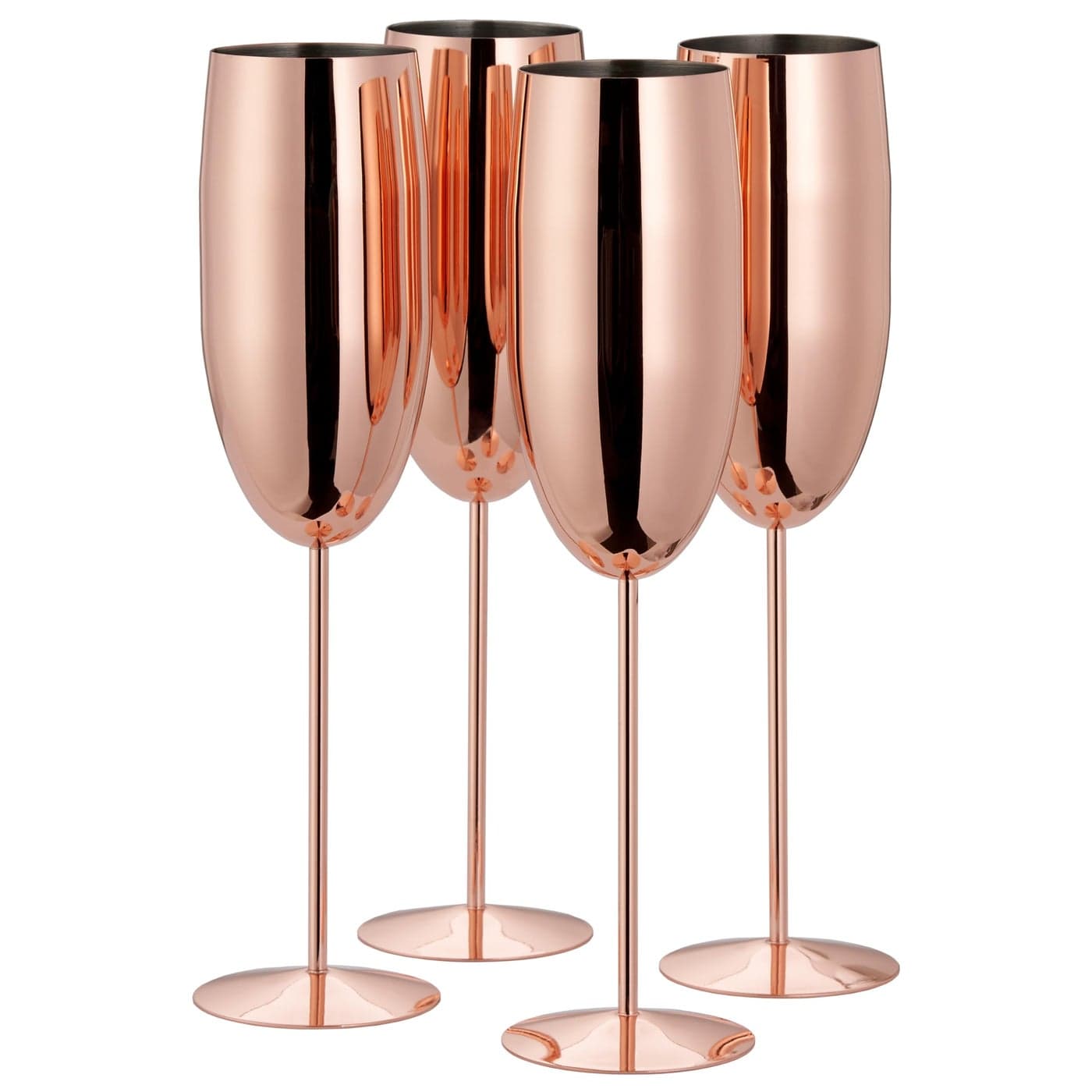 Oak Steel Set of 4 Rose Gold Champagne Flutes 10oz Stainless Steel Stemmed Champagne Glass for Mimosa Party Toasting Gift for Bride Grown Wedding Birthday Anniversary Christmas