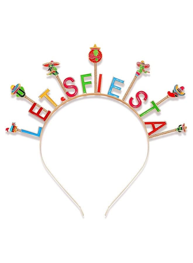 Cinco De Mayo Headbands for Women, Mexican Fiesta Hairbands, Colorful Sombrero Chili Cactus Headband Mexican Hair Accessory (Pattern B)