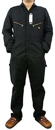 Dickies Men’s Deluxe Long Sleeve Coveralls – 7.5 oz Twill Mechanic Jumpsuit with Zipper Front Industrial Uniform Fit, Black, Medium Tall US