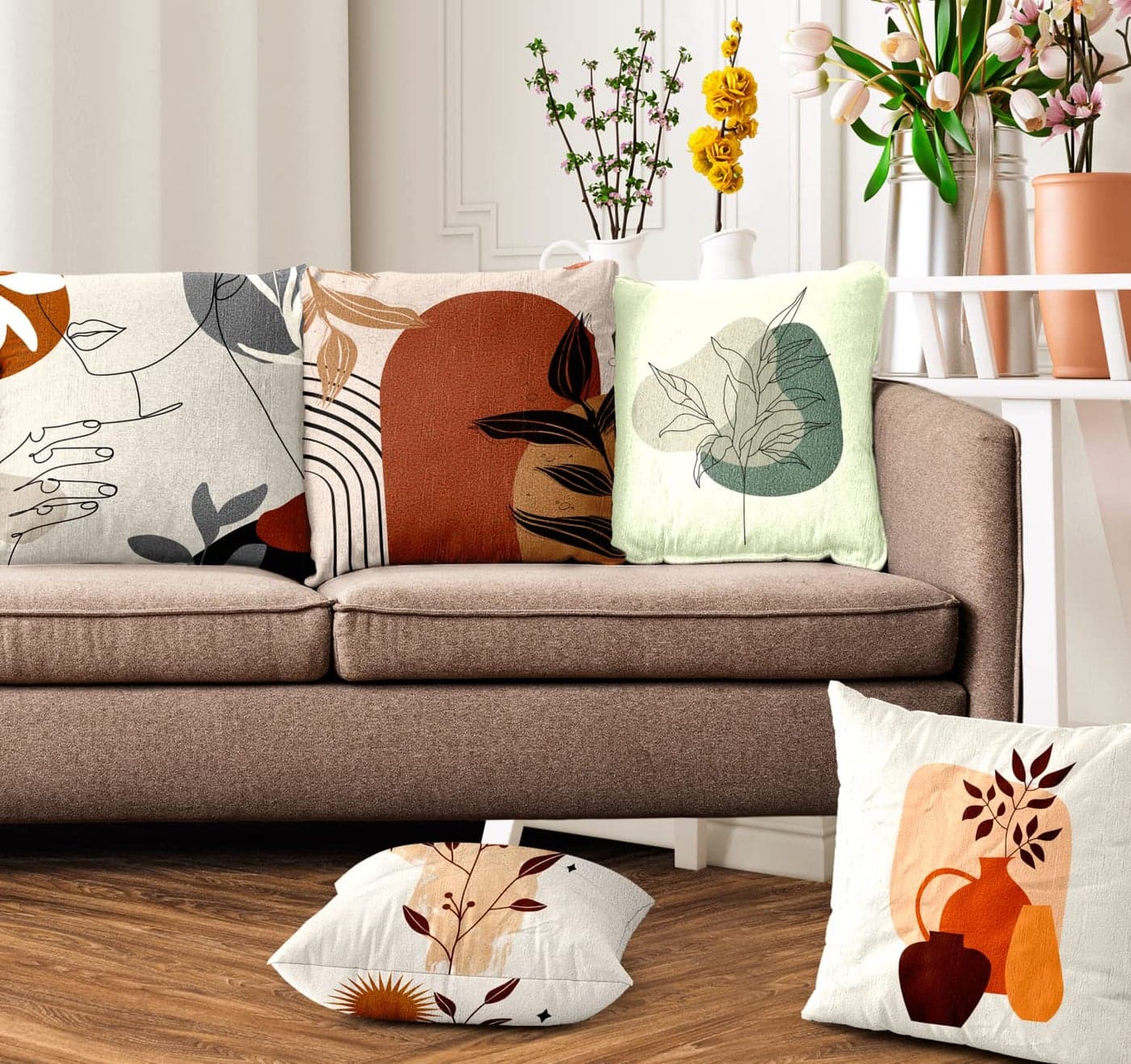 Ultimate Trends Polyester Digital Modern Printed Cushion Cover 16x16 Set of 5, Multi Color(UTCC-New-05_16)