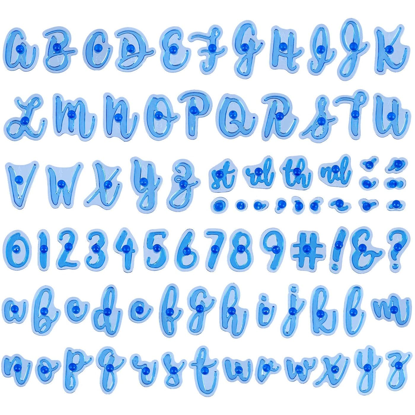 OIIKI 83 Pcs Fun Alphabet Number Cake Stamp Set Special Characters Numbers DIY Sugar Cake Cookie Decor