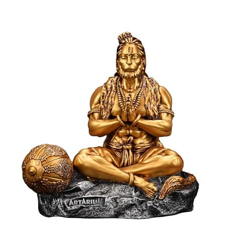 Artarium Hanuman Murt Lord Bajrangbali Murti Meditating Pavan Putra Idol for Home Office and Gifting Purpose Sculpture (Mahabali Hanuman 7.48 Inch)