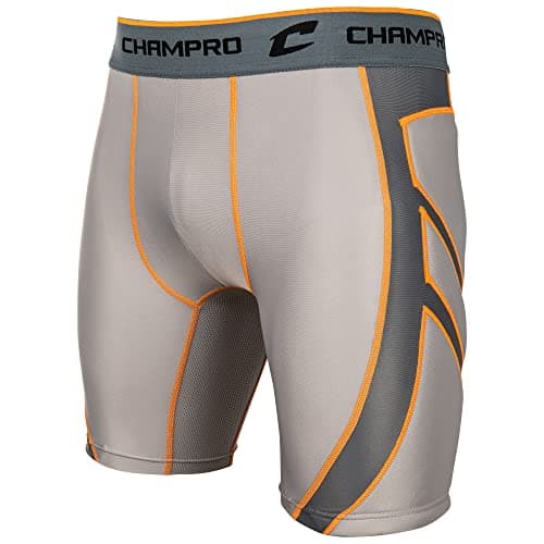 Champro Wind Up Compression Polyester/Spandex Sliding Short, Youth Small, Grey