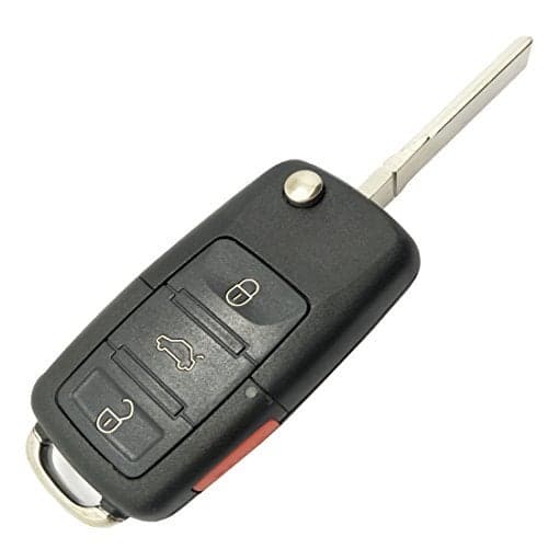 Replacement Key Fob Shell Case fit for VW Volkswagen Jetta Passat Golf Beetle Rabbit GTI CC EOS 4 Buttons Keyless Entry Remote Key Housing with Uncut Blade Black